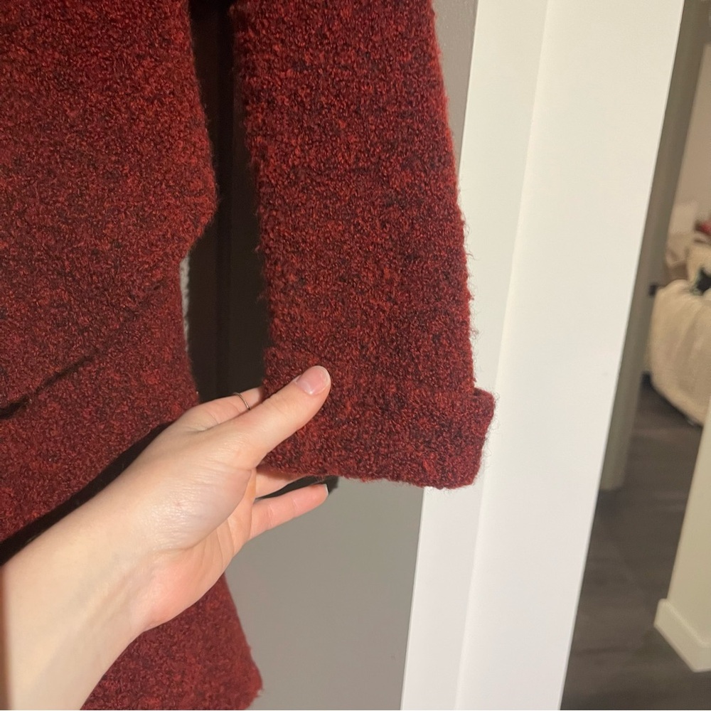 Lafayette 148 Extra Fine Wool Burgundy Long Line Draped Cardigan Sz Med Mobwife - Picture 5 of 12